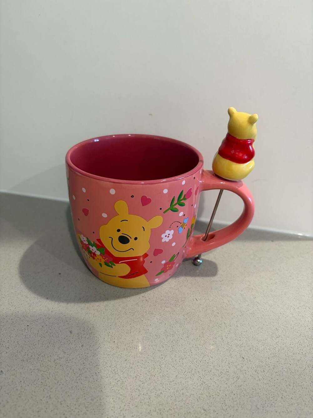 Disney Winnie the Pooh Pink Floral Mug with Stir Stick